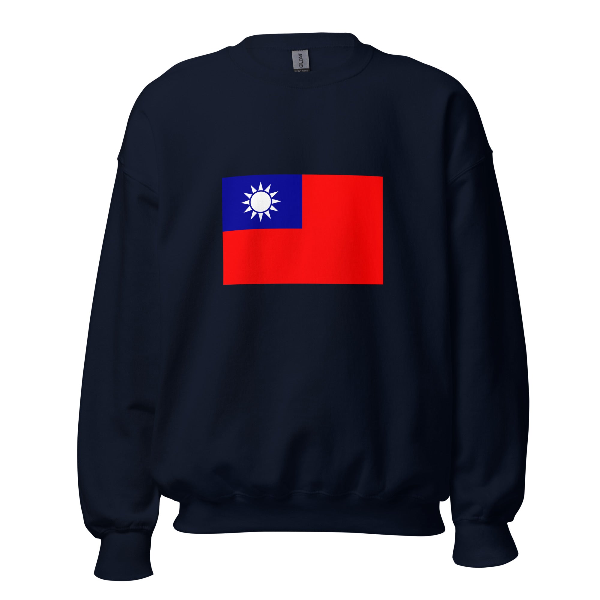 Unisex heather gray sweatshirt featuring Taiwanese flag design printed across the front chest
