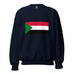 Unisex heather gray sweatshirt featuring Sudanese flag design printed across the front chest