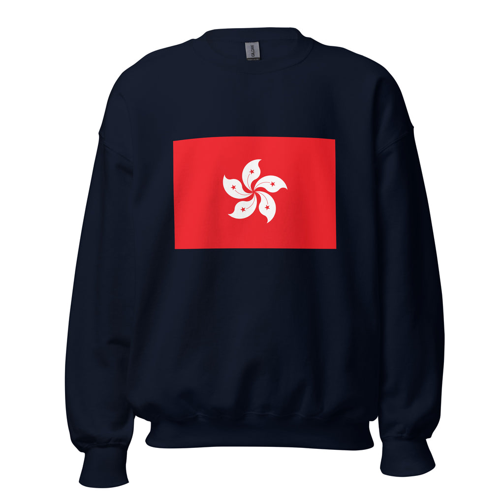 Unisex heather gray sweatshirt featuring Hong Kong flag design printed across the front chest