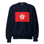 Unisex heather gray sweatshirt featuring Hong Kong flag design printed across the front chest