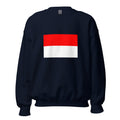 Unisex heather gray sweatshirt featuring Indonesian flag design printed across the front chest