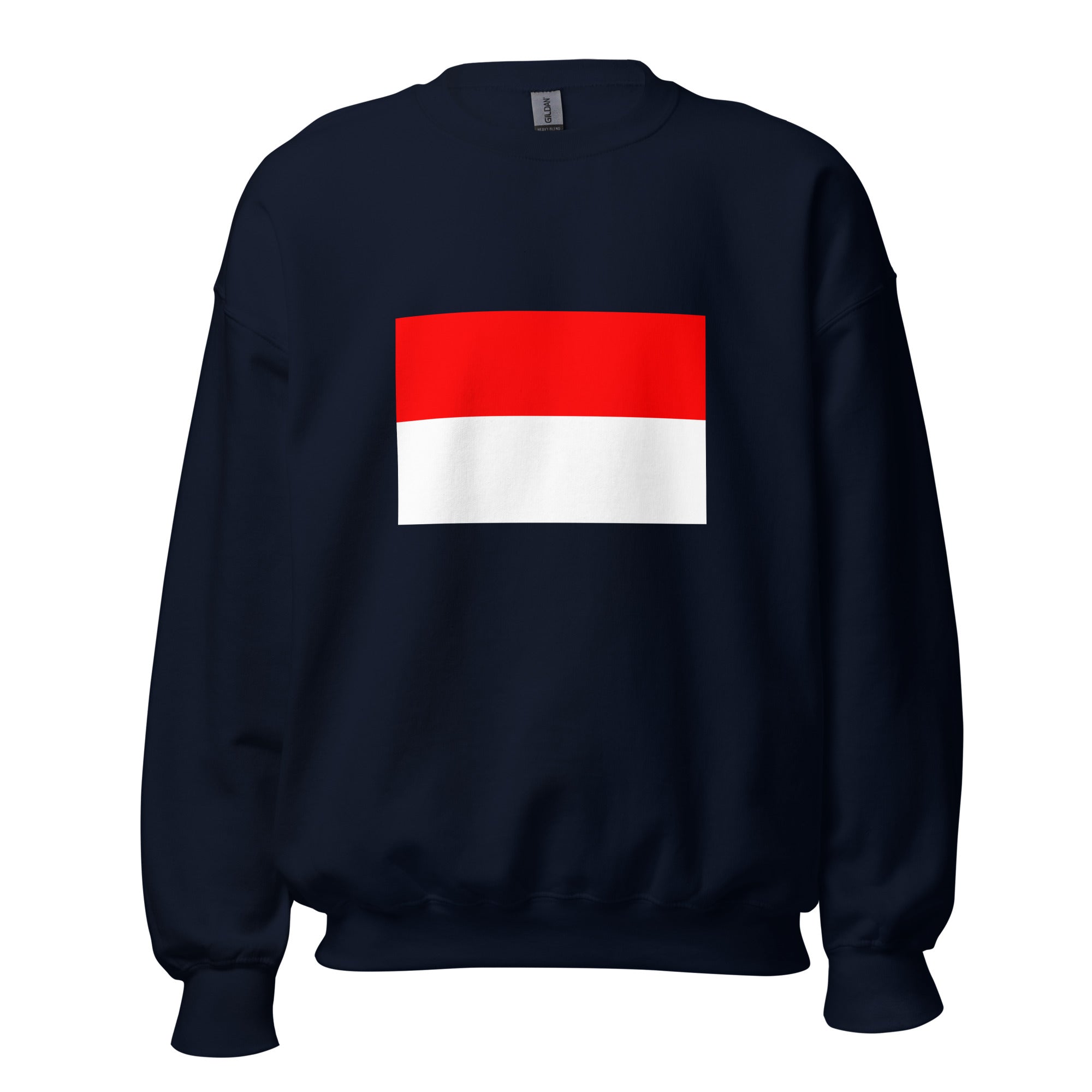 Unisex heather gray sweatshirt featuring Indonesian flag design printed across the front chest