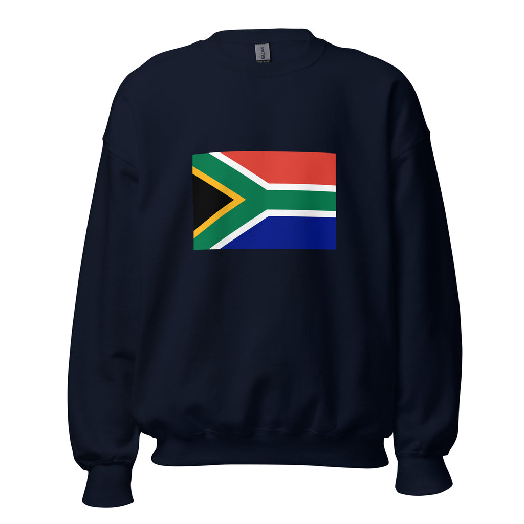 Unisex heather gray sweatshirt featuring South African flag design printed across the front chest