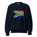 Unisex heather gray sweatshirt featuring South African flag design printed across the front chest
