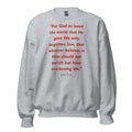 Unisex sweatshirt with the Bible verse John 3:16 printed in red text