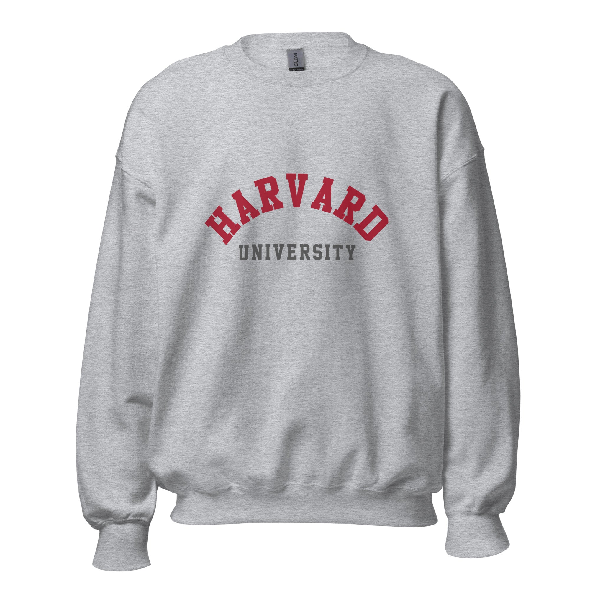 Unisex sweatshirt featuring Harvard University name and branding in crimson and white