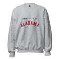 Unisex sweatshirt featuring University of Alabama name and branding in crimson and white
