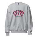 Unisex sweatshirt featuring Arizona State University name and branding in maroon and gold