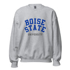 Unisex sweatshirt featuring Boise State University name and branding in blue and orange