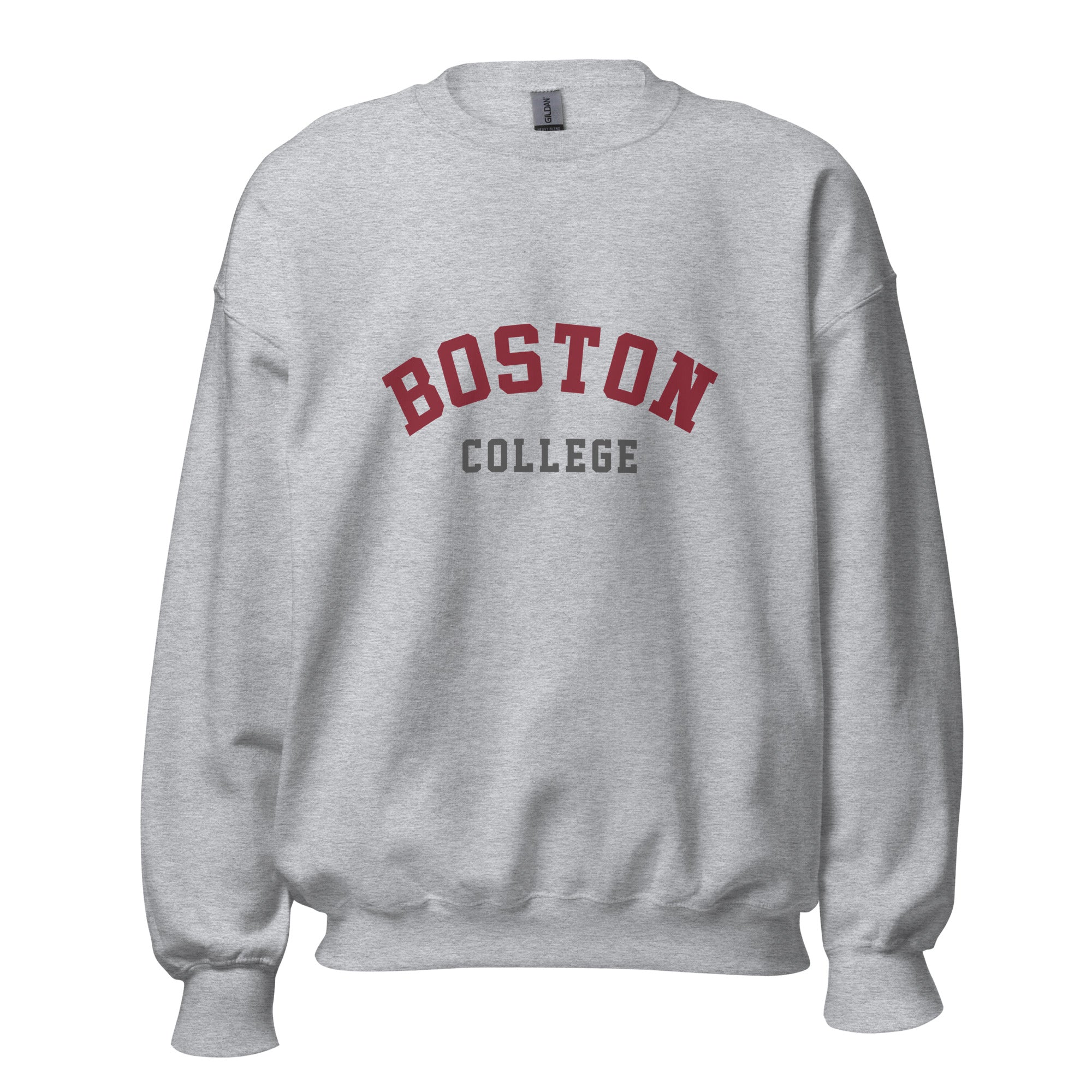Unisex sweatshirt featuring Boston College name and branding in maroon and gold