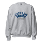 Unisex sweatshirt featuring Brigham Young University name and branding in navy and white