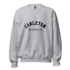 Unisex sweatshirt featuring Carleton University name and branding in red and gold