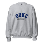 Unisex sweatshirt featuring Duke University name and branding in royal blue and white