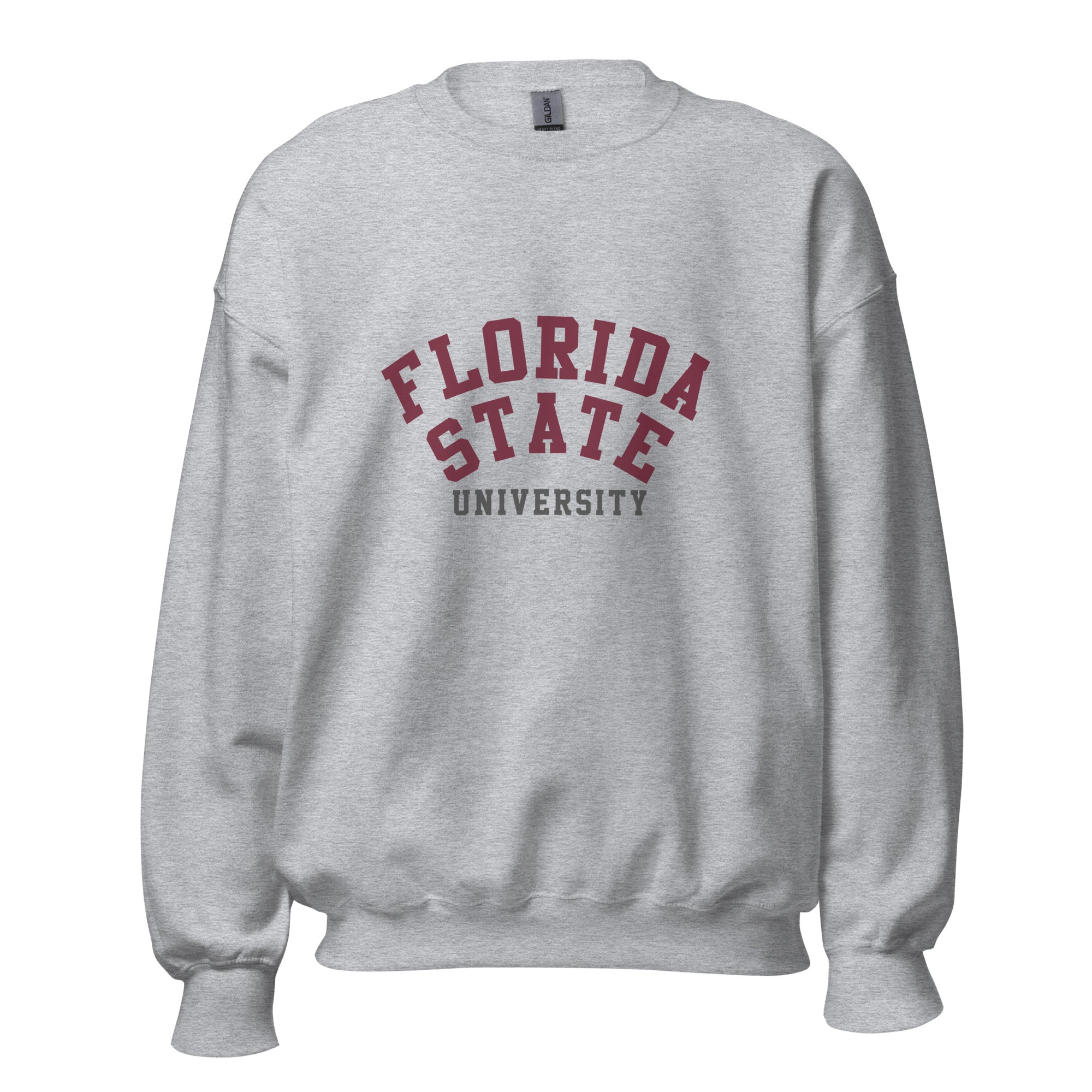 Unisex sweatshirt featuring Florida State University name and branding in garnet and gold