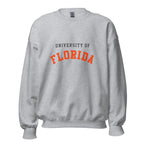 Unisex sweatshirt featuring University of Florida name and branding in orange and blue