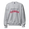 Unisex sweatshirt featuring University of Georgia name and branding in red and black