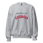 Unisex sweatshirt featuring University of Georgia name and branding in red and black