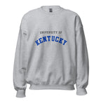 Unisex sweatshirt featuring University of Kentucky name and branding in blue and white