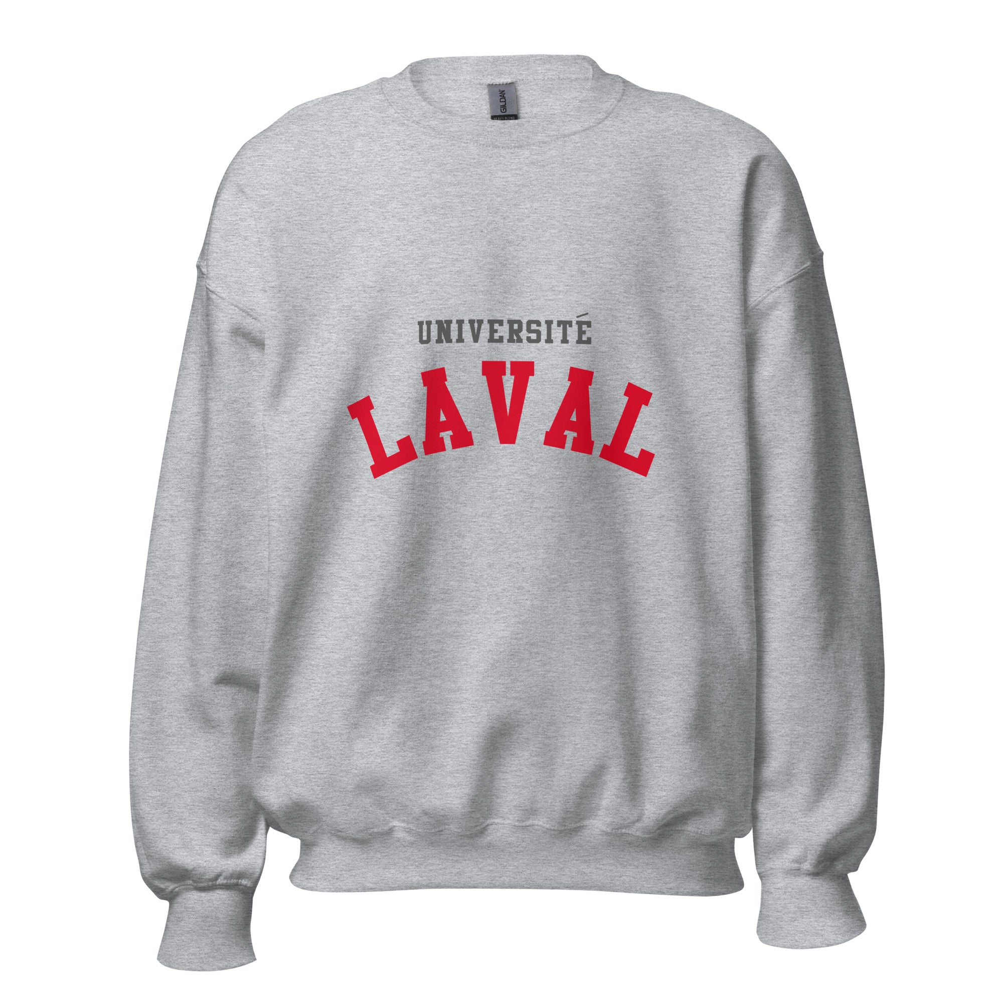 Unisex sweatshirt featuring Université Laval name and branding in red and gold