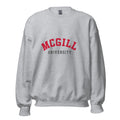 Unisex sweatshirt featuring McGill University name and branding in red and white