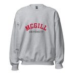 Unisex sweatshirt featuring McGill University name and branding in red and white
