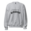 Unisex sweatshirt featuring University of Missouri name and branding in black and gold