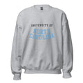 Unisex sweatshirt featuring University of North Carolina name and branding in Carolina blue and white