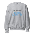 Unisex sweatshirt featuring University of North Carolina name and branding in Carolina blue and white