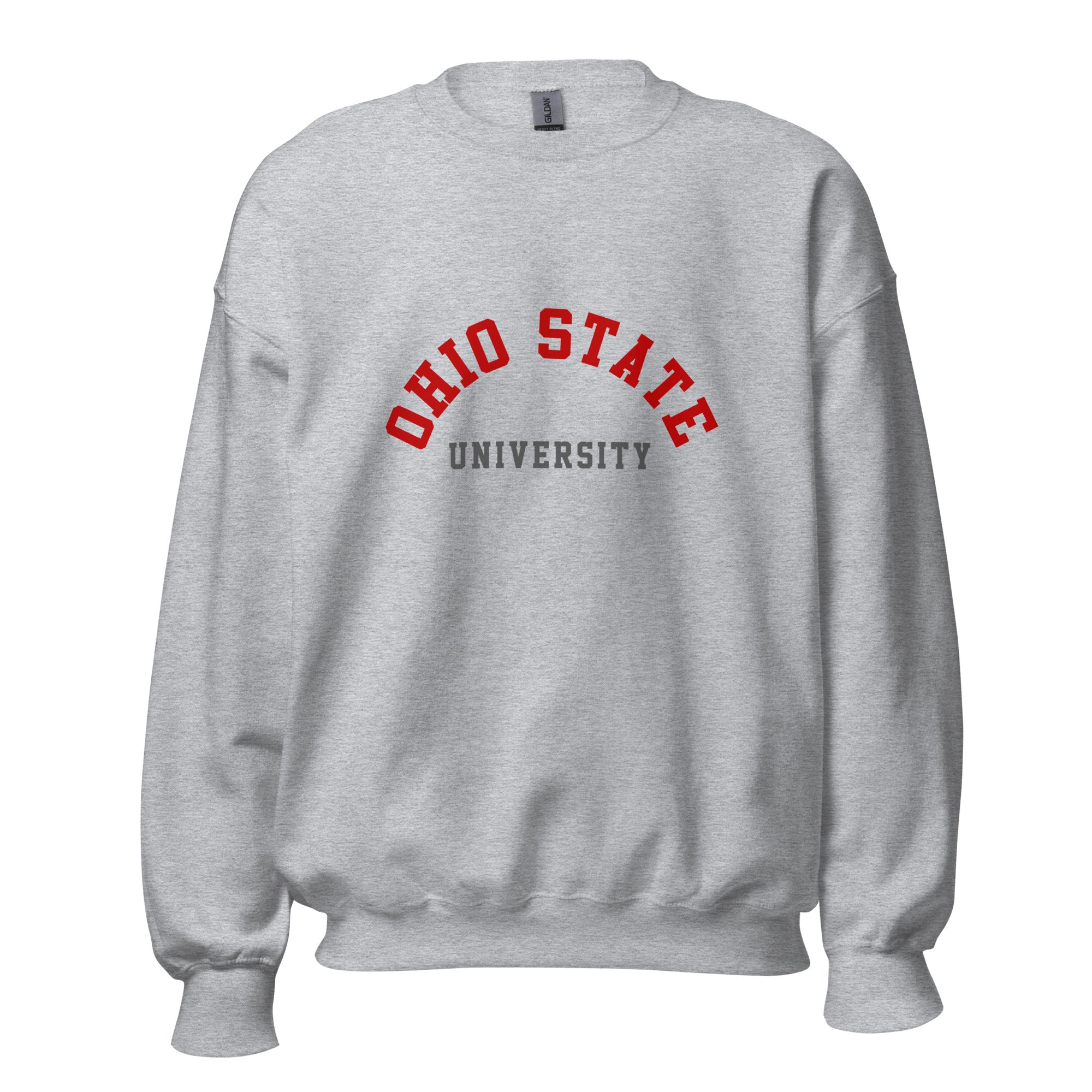 Unisex sweatshirt featuring Ohio State University name and branding in scarlet and grey