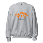 Unisex sweatshirt featuring Oklahoma State University name and branding in orange and black