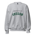 Unisex sweatshirt featuring University of Oregon name and branding in green and yellow
