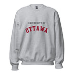 Unisex sweatshirt featuring University of Ottawa name and branding in garnet and grey