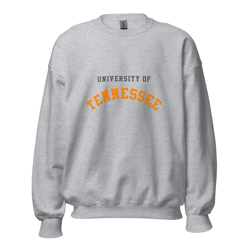 Unisex sweatshirt featuring University of Tennessee name and branding in orange and white