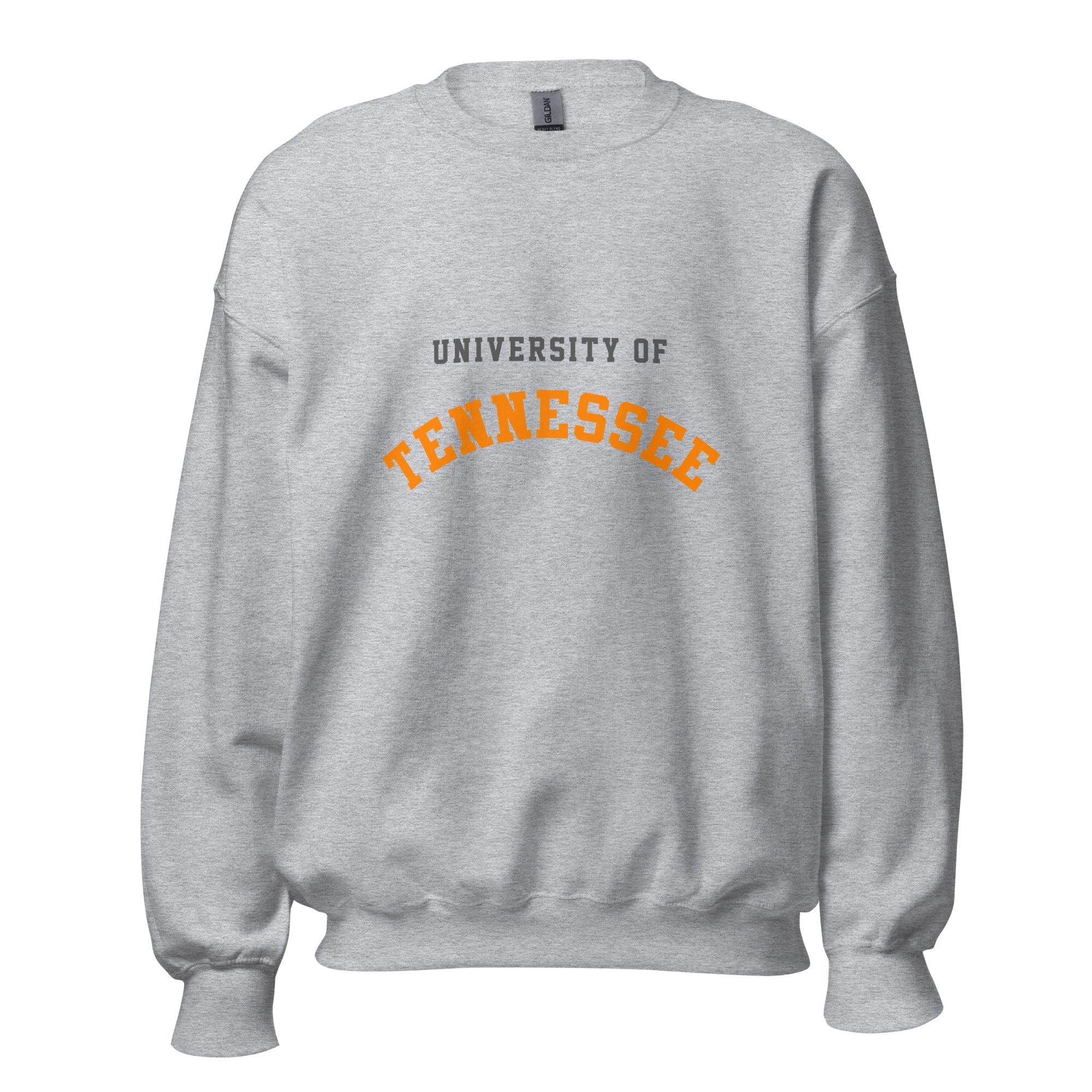 Unisex sweatshirt featuring University of Tennessee name and branding in orange and white