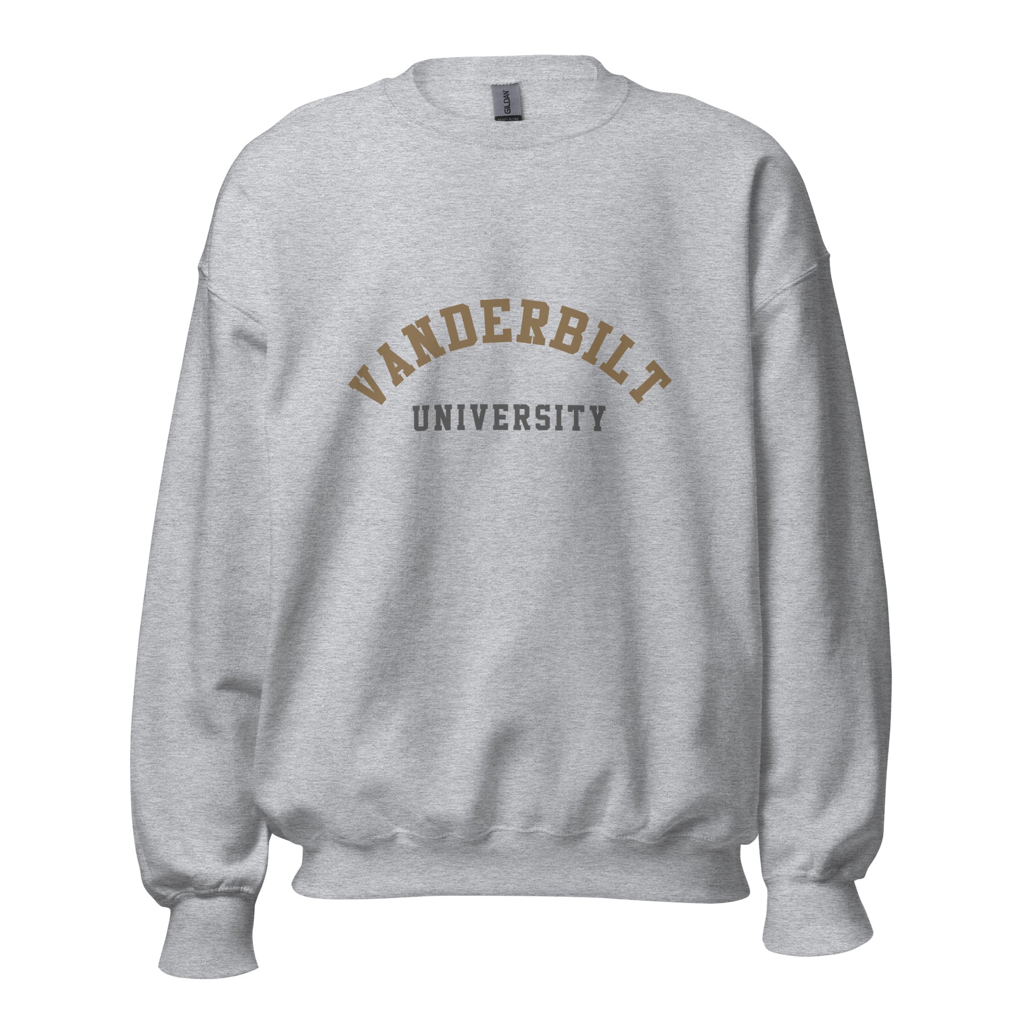 Unisex sweatshirt featuring Vanderbilt University name and branding in black and gold
