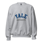 Unisex heather gray sweatshirt featuring Yale University logo printed across the front chest
