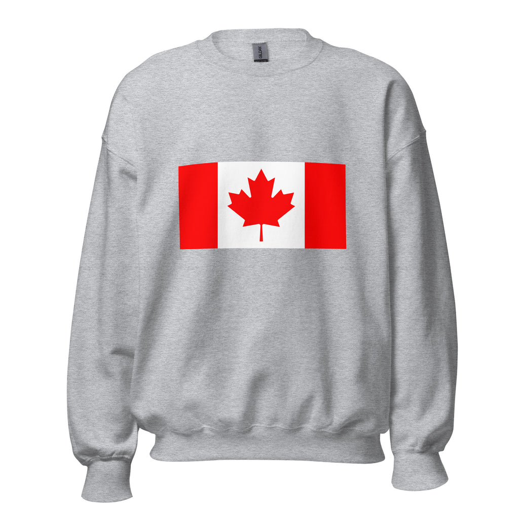 Unisex navy blue sweatshirt featuring Canadian flag design printed across the front chest