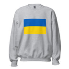 Unisex black sweatshirt featuring Ukrainian flag design printed across the front chest