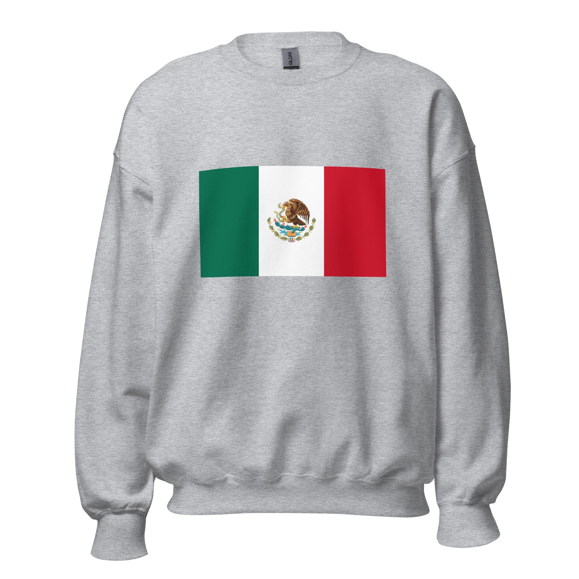 Unisex black sweatshirt featuring Mexican flag design printed across the front chest