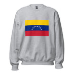 Unisex navy blue sweatshirt featuring Venezuelan flag design printed across the front chest