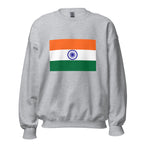 Unisex black sweatshirt featuring Indian flag design printed across the front chest