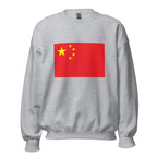 Unisex black sweatshirt featuring Chinese flag design printed across the front chest