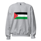 Unisex black sweatshirt featuring Palestinian flag design printed across the front chest