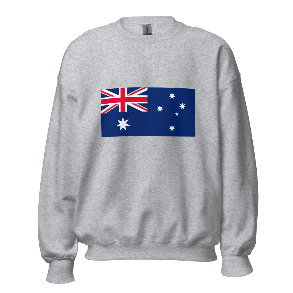 Unisex black sweatshirt featuring Australian flag design printed across the front chest