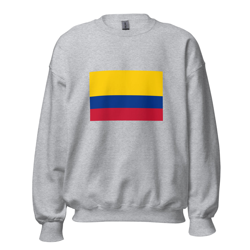 Unisex black sweatshirt featuring Colombian flag design printed across the front chest