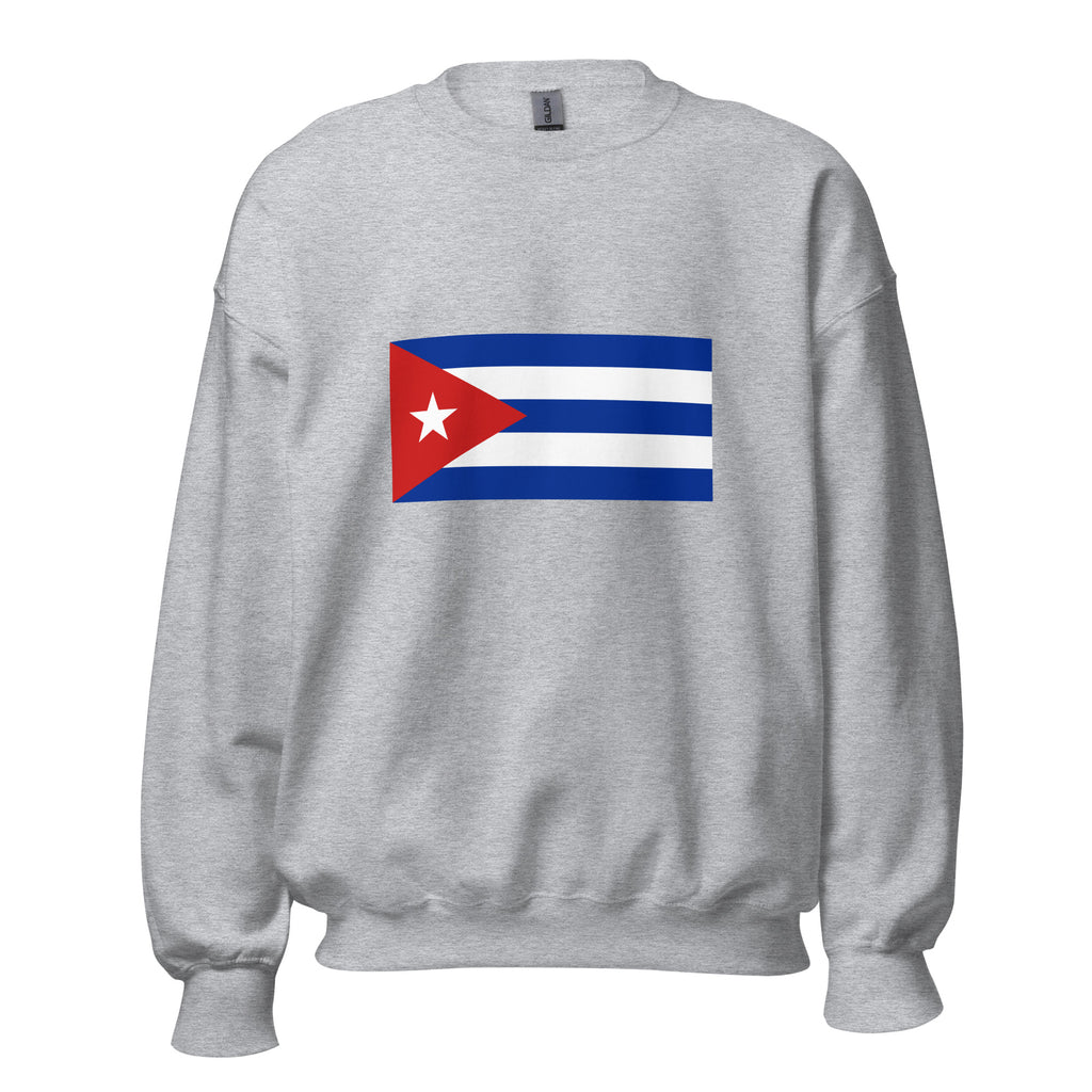 Unisex black sweatshirt featuring Cuban flag design printed across the front chest