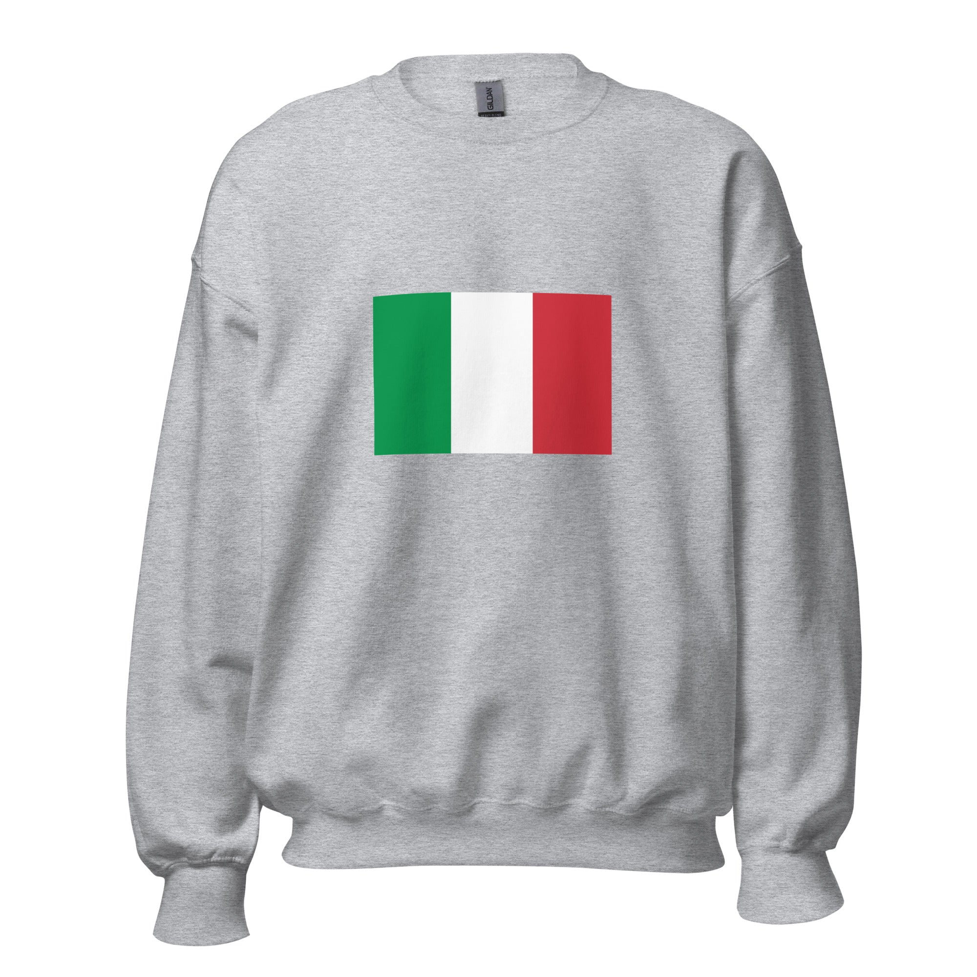 Unisex black sweatshirt featuring Italian flag design printed across the front chest