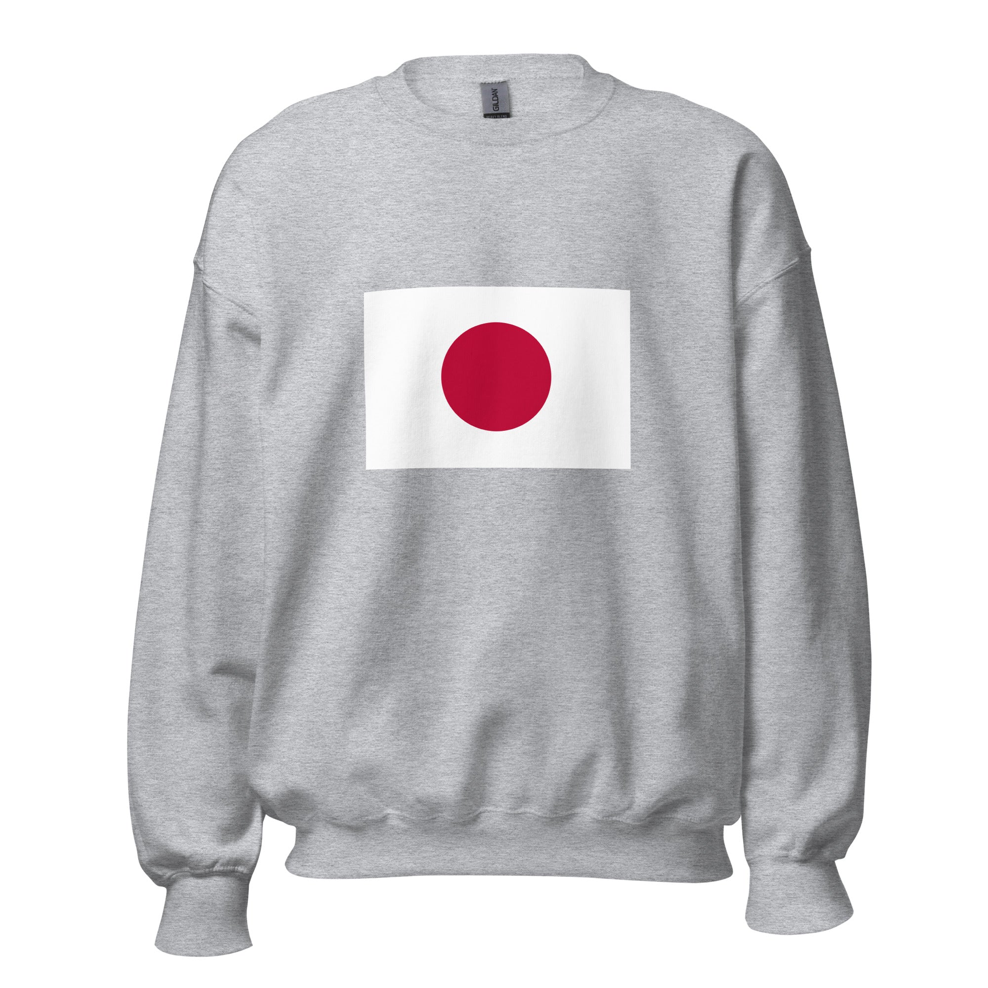 Unisex black sweatshirt featuring Japanese flag design printed across the front chest