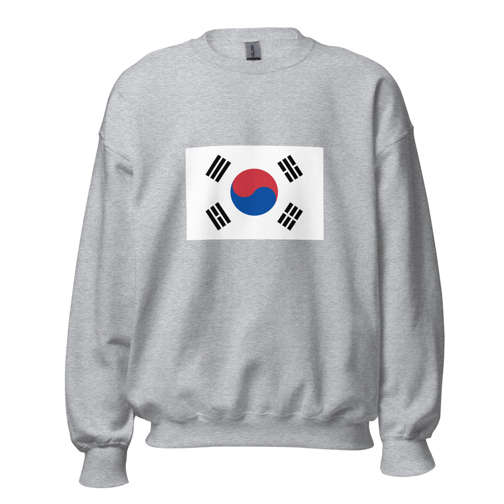 Unisex black sweatshirt featuring South Korean flag design printed across the front chest