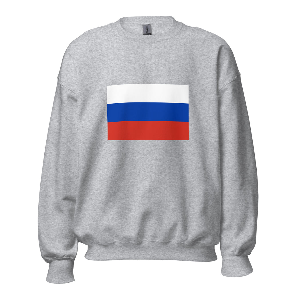 Unisex black sweatshirt featuring Russian flag design printed across the front chest